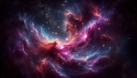 Abstract space background with nebula, stars and galaxies. Elements of this image furnished by NASA