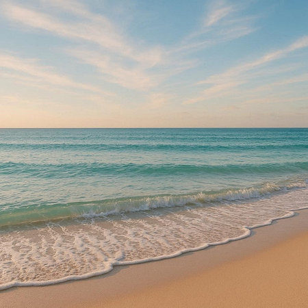 Beautiful seascape with sea and sand on the beach.