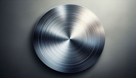 Metal plate with circular brushed surface, 3d render, horizontal image