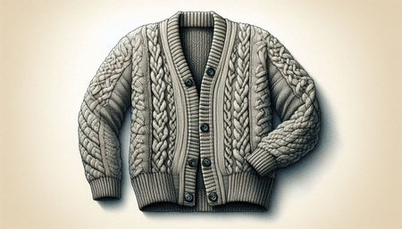 Woolen knitted sweater with a pattern of knitted braids