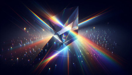 3d rendering of abstract technology digital hi tech background with glowing particles