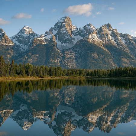 Mountains reflected in the lake, Jasper National Park, Alberta, Canada