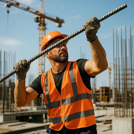 Portrait of a construction worker on the background of a construction site