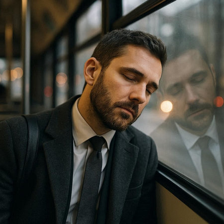 Portrait of a pensive businessman looking out the window. Business concept.