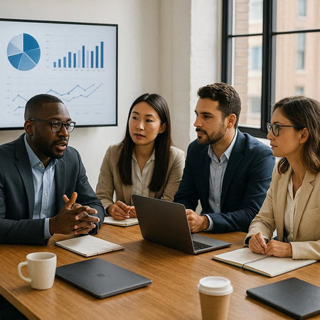 selective focus of multiethnic business people working together in office