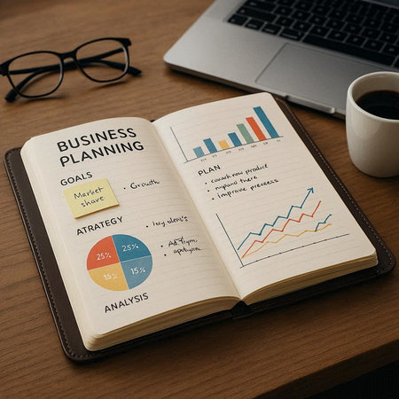Business Plan Strategy Goals Diagrams Diagrams Graphs Concept