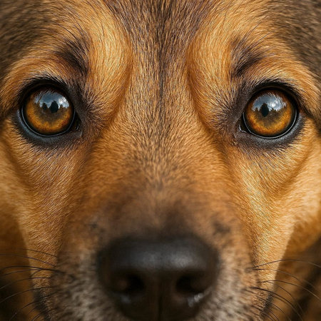 Close-up portrait of a purebred dog with brown eyes.