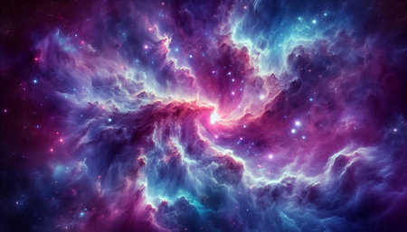 Nebula and stars in deep space, mysterious universe, computer generated abstract background