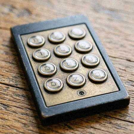Old calculator on a wooden background. Close-up. Business concept.