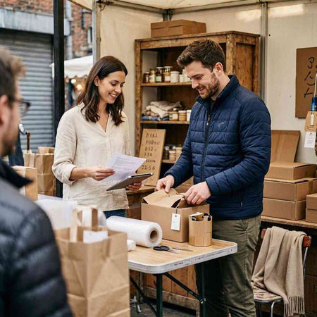 Couples shopping at a local market in London, UK.
