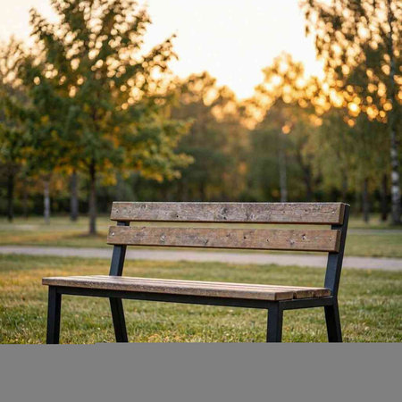 Bench in the park at sunset. Selective focus. Nature.