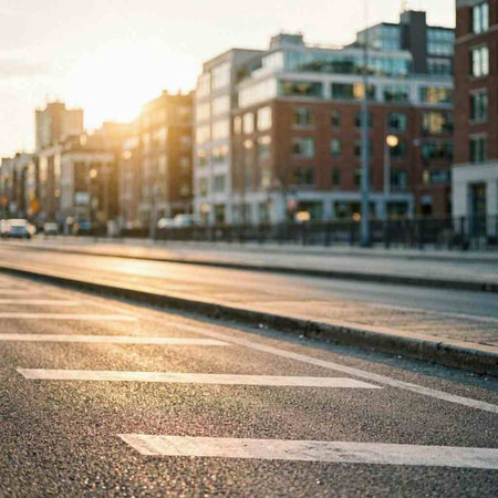 Crosswalk in the city at sunset. The concept of a healthy lifestyle.