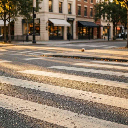 Pedestrian crossing in the city of Boston, Massachusetts, USA.