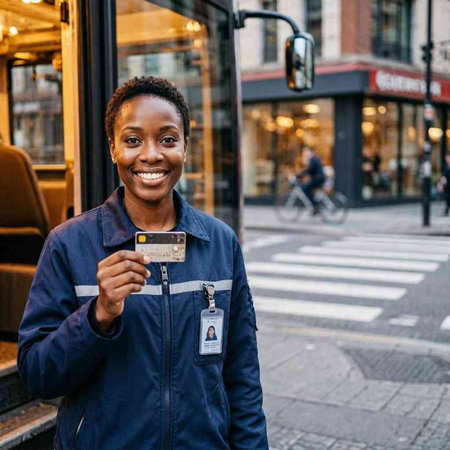 Portrait of young african american man with credit card in the city.
