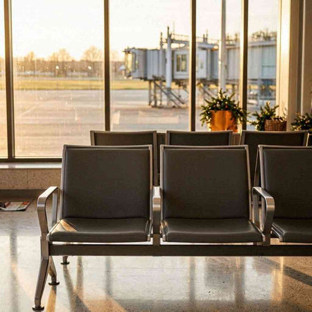 Waiting area in the airport. Waiting room in the airport.