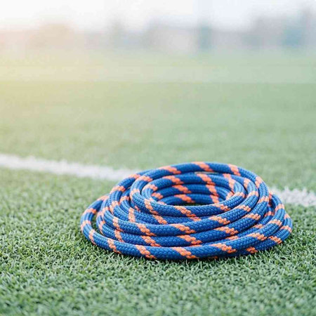 Rope on the football field, close up shot with shallow depth of field