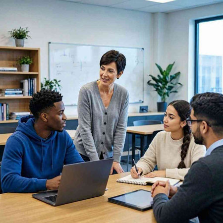 Group of multiethnic business people working together in modern office.