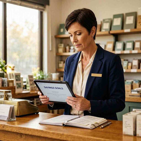 Portrait of a female pharmacist in a drugstore holding a digital tablet