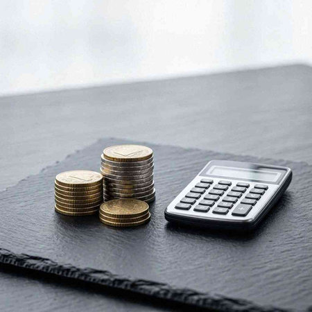 Coins and calculator on the table. Business and finance concept.