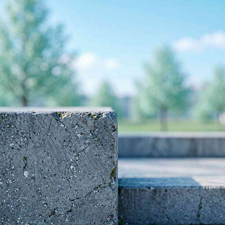 concrete steps in the park on a sunny day, close-up