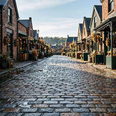 Cobblestone street in the old town of Quebec, Canada