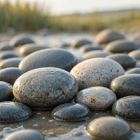 pebble stones on the beach of the Baltic Sea in Poland