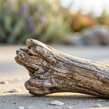 Driftwood on the sand in the desert in California, USA