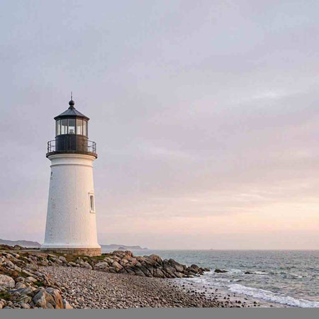 Lighthouse on the coast of the Atlantic Ocean in Brittany, France