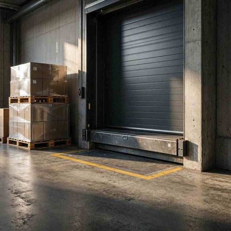 Empty warehouse with pallets and carton boxes. 3d rendering