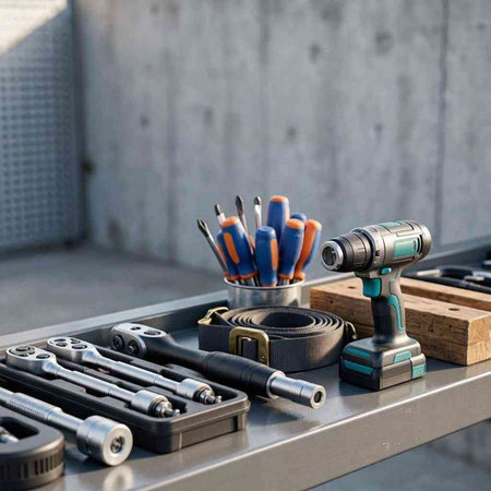 Set of tools and instruments for work on the table in the workshop