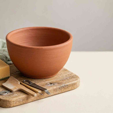 Earthenware, pottery and kitchen utensils on a light background