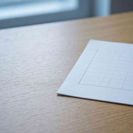 Blank sheet of paper on a wooden table with copy space.