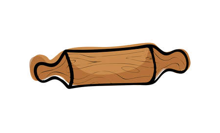 color vector illustration of a doodle-style rolling pin on an isolated backgroundのイラスト素材
