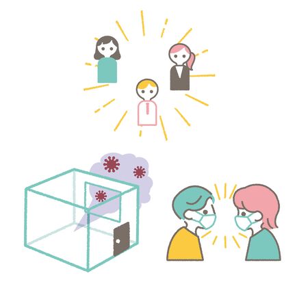 Reminds you of enclosed spaces, crowded places and close scenesのイラスト素材