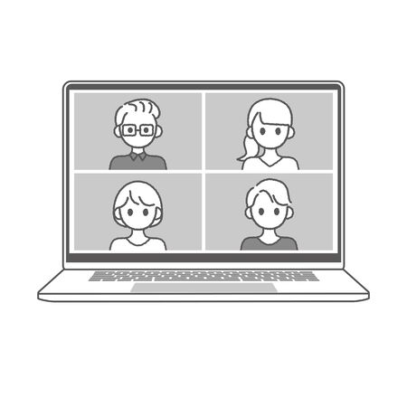 Perform remote work; videophone calls; conferences and meetings using a computer or mobileのイラスト素材