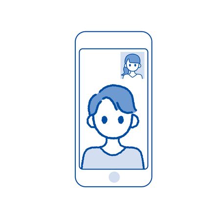 Perform remote work; videophone calls; conferences and meetings using a computer or mobileのイラスト素材