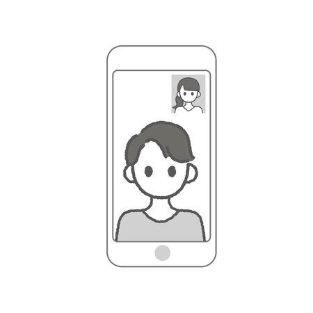 Perform remote work; videophone calls; conferences and meetings using a computer or mobileのイラスト素材