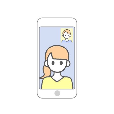 Perform remote work; videophone calls; conferences and meetings using a computer or mobileのイラスト素材