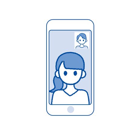 Perform remote work; videophone calls; conferences and meetings using a computer or mobileのイラスト素材
