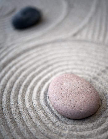 Zen garden table with stonesの写真素材