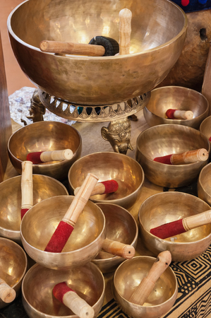 the Tibetan singing bowl spreads its low vibrationの写真素材