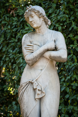 Florence, ITALY - July 18, 2017: Andromeda by unknown author (18 century) is a statue located in the Boboli Garden, along the main avenue.のeditorial素材