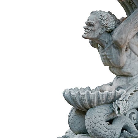 A triton is located in an Italian park fountainの写真素材