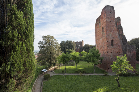 The Corsini's Park with his ruined medieval towers, Fucecchio, Italyのeditorial素材