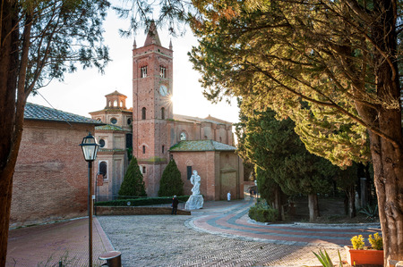 The Abbey of Monte Oliveto Maggiore is a large Benedictine monastery in the Italian region of Tuscanyの写真素材