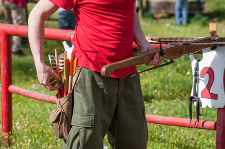 Vintage crossbow during a competitionの写真素材