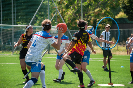 Florence, Italy - 2018, June 30: Quidditch is a fictional sport played at Hogwarts devoted by author.のeditorial素材