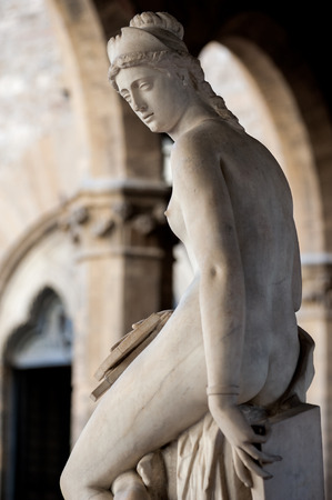 Florence, Italy - 2018, July 1: ? ?? Architecture?? white marble statue (c.1570), by Giambologna, from the Medici granducal collection. It is located at the Bargello Museum, in Florence, Italy.のeditorial素材