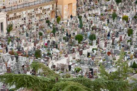 Arezzo, Italy - 2020, 30 October: The Cimitero Urbano (Urban Cemetery) is the main cemetery area in...