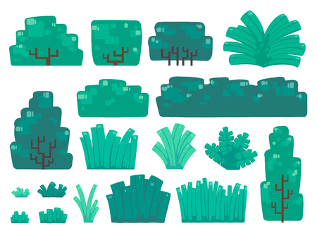 Set of trees and bushes in minimal designのイラスト素材